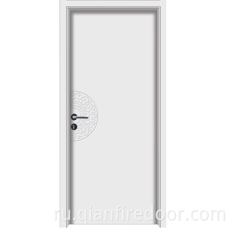 белый передний одиночный цельный деревянный вход жесткий дизайн огнестойкая дверь из яблоневого дерева